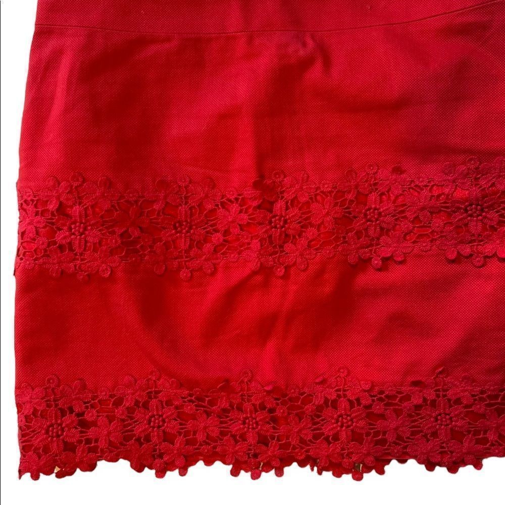 J Crew Bright Pink Daisy Crochet Overlay Mini Pencil Skirt Lined